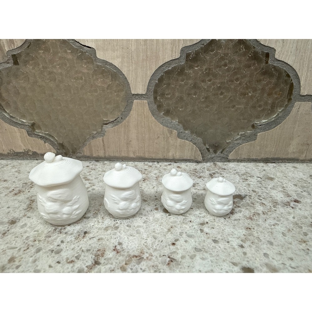 Miniature merry Mushroom Canister Set 4 Dollhouse Accessory‎ Tiny Decor 3D print